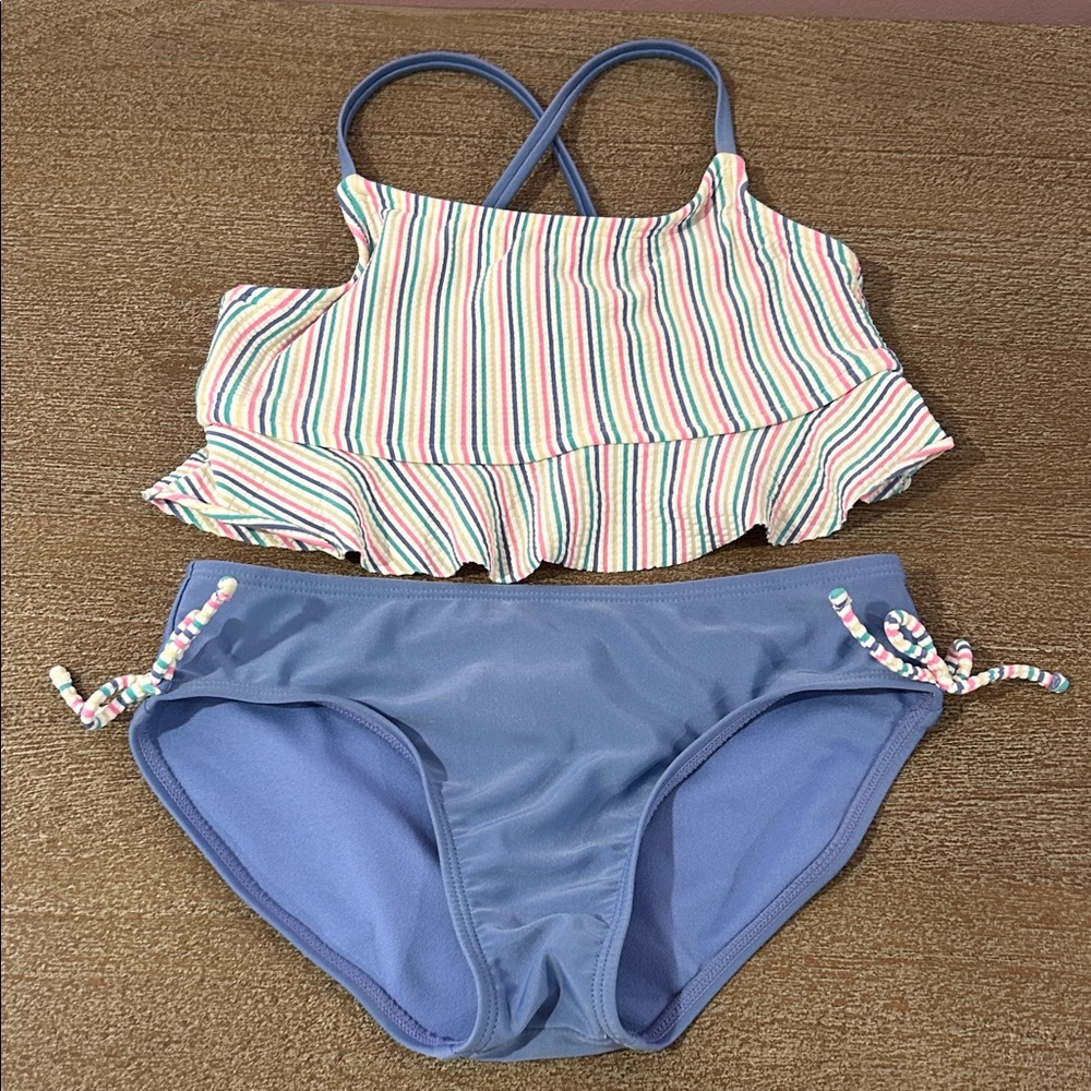 Cat & Jack Striped Multicolor Kids Two Piece Bikini Set